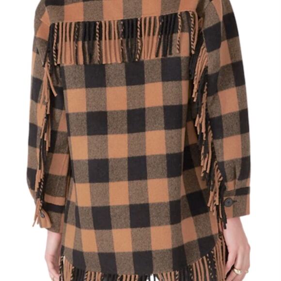 $640 SANDRO Feny Coat Jacket Shacket barn coat plaid FR 38 / US medium - Picture 6 of 15